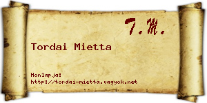 Tordai Mietta névjegykártya
